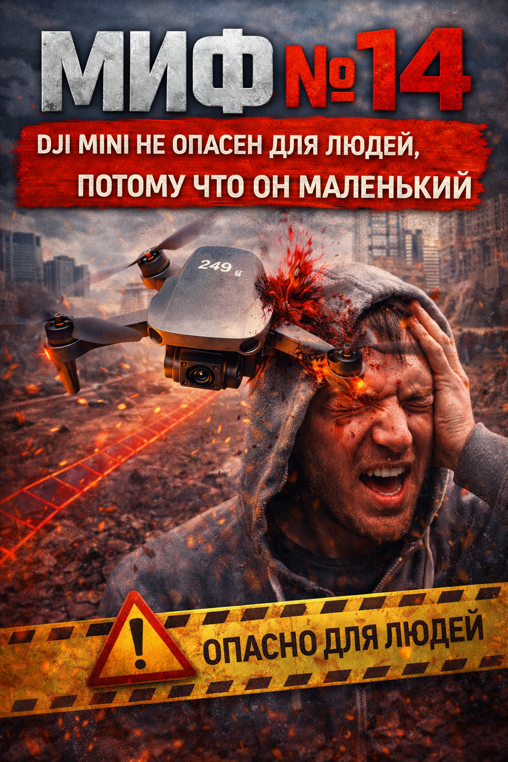 Миф №14: DJI Mini не опасен для людей, потому что он маленький Миф №14: DJI Mini не опасен для людей, потому что он маленький