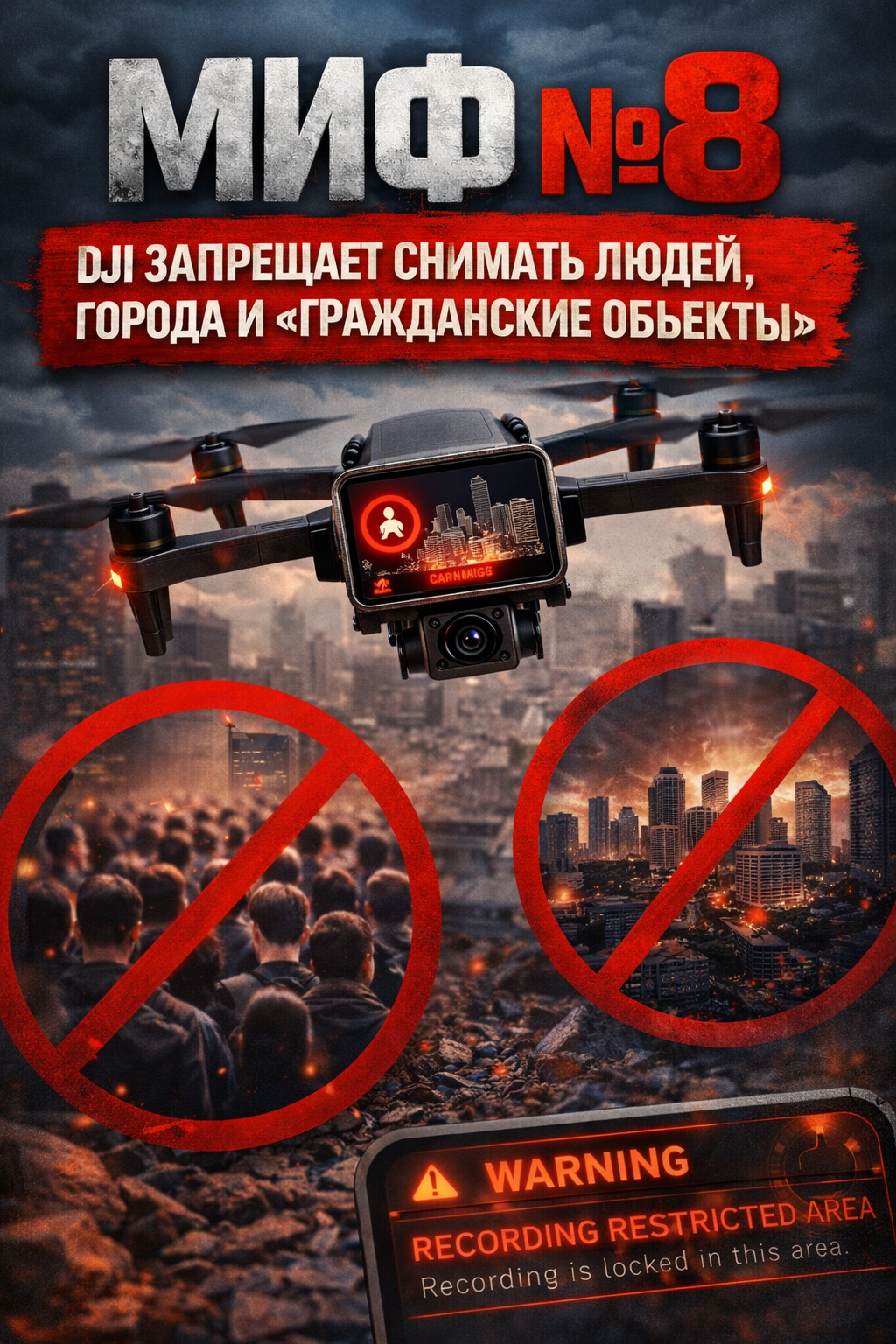 Миф №8: DJI запрещает снимать людей, города и «гражданские объекты» Миф №8: DJI запрещает снимать людей, города и «гражданские объекты»